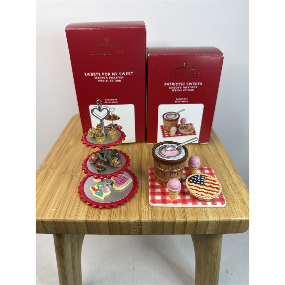 Hallmark 2020 Season's Treatings Ornaments Set Of 2 Patriotic Sweets & Valentine